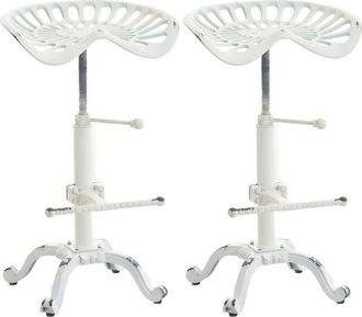 Clp Set 2 Sgabelli Bar industriali Butch In Ghisa bianco antico