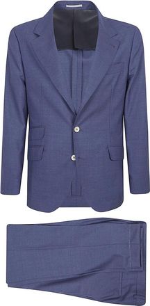 Brunello Cucinelli Single-Breasted Suit - Heren - Business pakken - Blauw - L - Wol - Kostuums