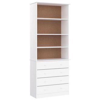 Berkfield Home Bookcase with Drawers ALTA White 77x35x186.5 cm Solid Wood Pine