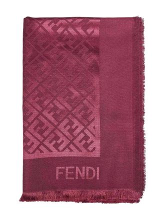 Fendi Sjaal met franje en jacquard - Rood