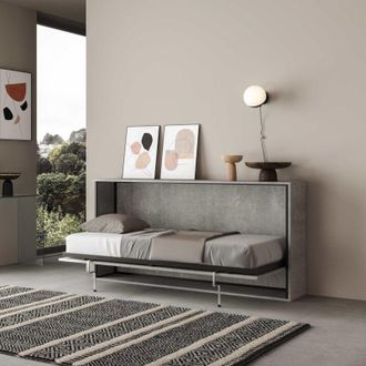 Itamoby Letto a scomparsa singolo orizzontale - kando - Materasso: Con Materasso - Colore: Cemento