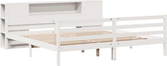 vidaXL Bookcase Bed without Mattress White 200x200 cm Solid Wood Pine vidaXL