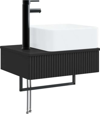 vidaXL Lavabo De Lavado Montado En La Pared Negro 50 X 41 X 39 Cm Vidaxl