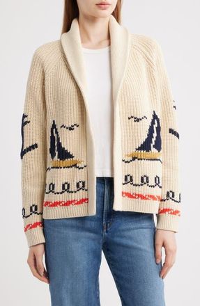 The Great. The Sailboat Lodge Shawl Collar Cardigan in Cream at Nordstrom, Size 1