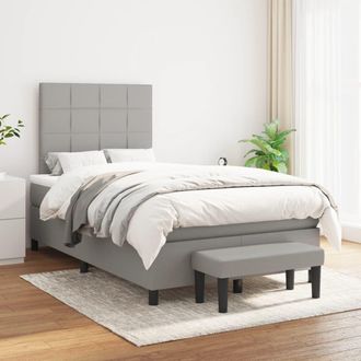 vidaXL Cama Box Spring Con Colch&oacute;n Tela Gris Claro 120x200 Cm Vidaxl