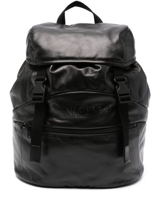 Saint Laurent logo-print leather backpack - Black