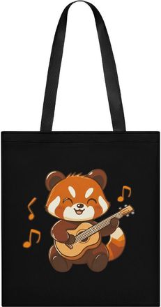 Generic Cute Panda Playing Guitar Womens Tote Casual Shopping Bag Lightweight Shoulder Bags Hobos Handbag for Work Travel Daily 35x40cm