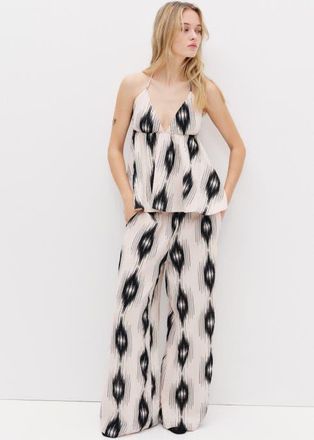 H&M Straight-leg muslin pants in Light Beige/patterned at Nordstrom, Size X-Small