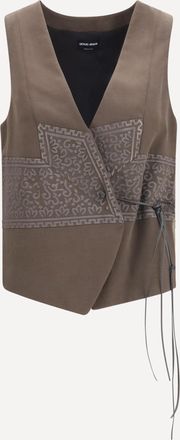 Giorgio Armani Gilet in seta e lana vergine con motivo jacquard e lacci Woman 44
