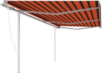 vidaXL Vidaxl - Toldo Retr&aacute;ctil Autom&aacute;tico Con Postes Naranja Y Marr&oacute;n 6x3 M
