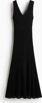 H&M Ausgestelltes Kleid aus Rippstrick - Schwarz