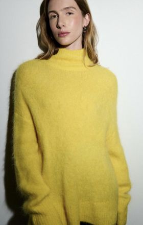 American Vintage Niby T-Neck Sweater In Canary