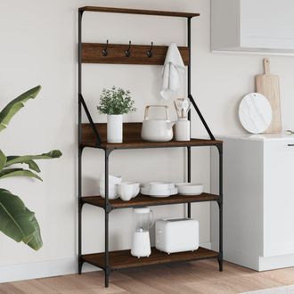 vidaXL Vidaxl - Estanter&iacute;a De Cocina Con Ganchos Madera Ingenier&iacute;a Marr&oacute;n Roble