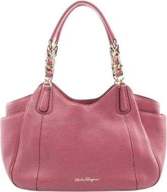 Ferragamo Pre-owned Gancini Leather Handbag - Dames - Vintage Handtas - Roze - ONE Size - Leer - Vintage