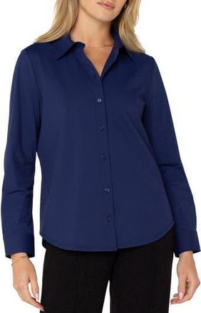 Liverpool Knit Button-Up Shirt in Navy Ink at Nordstrom Rack, Size Medium