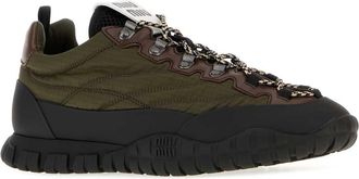 Miu Miu Womens Olive Green Fabric Sneakers Militare