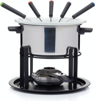 KitchenCraft Juego de fondue en acero inoxidable plateado y negro