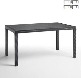 OEM Mesa De Exterior Giove, Mesa De Jard&iacute;n Rectangular, Mesa De Jard&iacute;n Multiusos Efecto Rat&aacute;n, 100% Made In Italy, Cm 150x90h74, Antracita