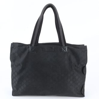 Gucci Black Leather Nylon Shoulder Bag Tote Bag (Pre-Owned)