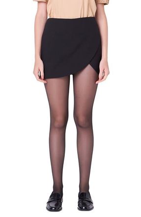 English Factory Faux Wrap Miniskort in Black at Nordstrom, Size Small
