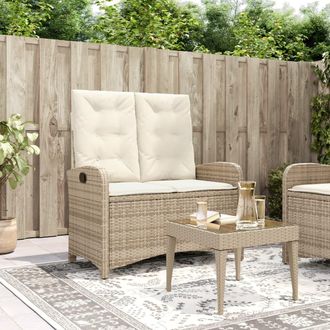 vidaXL Vidaxl - Sill&oacute;n Reclinable De Jard&iacute;n Con Cojines Rat&aacute;n Sint&eacute;tico Beige