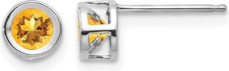 Diamond2Deal 14k White Gold November 4mm Citrine Earrings