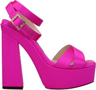 Jimmy Choo London Pink Satin Platform Womens Sandals