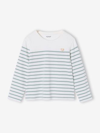 Vertbaudet Geringeltes M&auml;dchen Shirt salbeigr&uuml;n