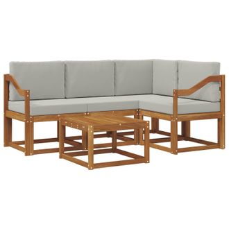 vidaXL Conjunto De Sof&aacute;s De Exterior 5 Pcs Gris Natural Y Claro Vidaxl