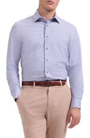 Bugatchi James OoohCotton Retro Print Button-Up Shirt in Walnut at Nordstrom, Size Xxx-Large