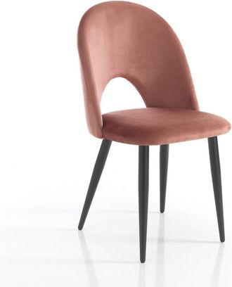 Oresteluchetta Set 4 sillas terciopelo rosa y metal negro H87 L48 P54 cm