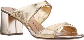 Nina Bassie Block Heel Slide Sandal in Gold Soft at Nordstrom, Size 5.5