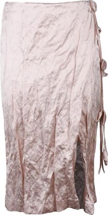 Blumarine Satin Midi Skirt with Crinkled Texture