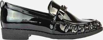 XY London Womens XY London Womens/Ladies Heidi Chain Detail Patent Leather Ruched Loafers - Black - Size: 8