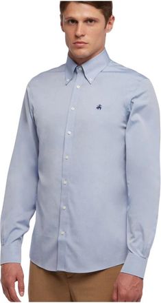 Brooks Brothers Slim Fit Non-Iron Button Down Dress Shirt - Heren - Casual Overhemden - Blauw - 3XL - Katoen - Overhemden
