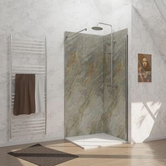 Aurlane Pack 2 Paneles Murales Piedra Wood Stone 90+120x210cm Con Perfiles Cromados