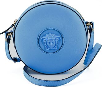 Versace Blue Calf Leather Round Disco Shoulder Womens Bag