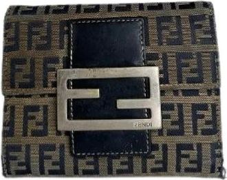 Fendi Pre-owned Canvas Tri-fold Wallet - Dames - Vintage Accessoires - Bruin - ONE Size - Leer - Vintage