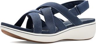 Clarks Breezerae Ana Womens Wedge Shoes Navy Canvas : 9.5 B - Medium, Textile