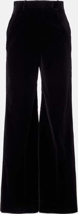 Valentino High-rise cotton velvet wide-leg pants