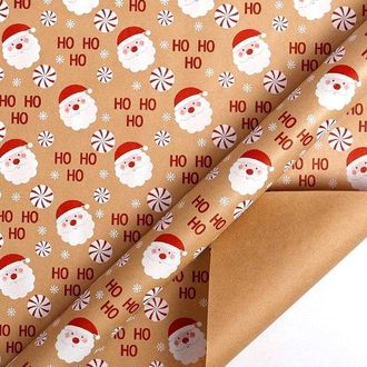 OEM Rollo De Papel Kraft Para Embalaje Navide&ntilde;o - Motivo De Pap&aacute; Noel Rojo Y Blanco Para Embalaje Festivo - 43 Cm X 9 M
