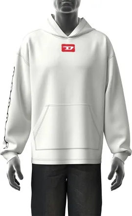 Diesel Mens Graphic Hoodie in Off White - Size Small