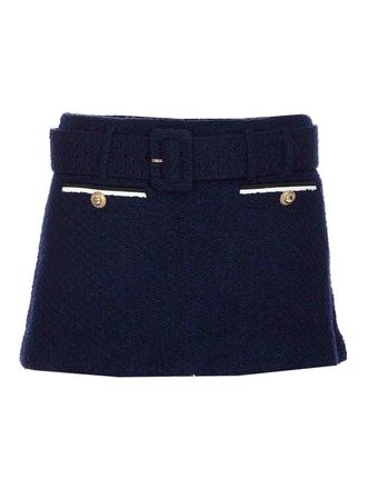 Self Portrait Blue Boucle Skirt