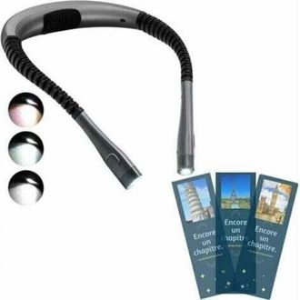 OEM L&aacute;mpara De Lectura Recargable Para El Cuello Glocusent, L&aacute;mpara De Lectura Para La Cama, 3 Colores, 6 Niveles De Brillo, Brazos Plegables, Bater&iacute;a De 