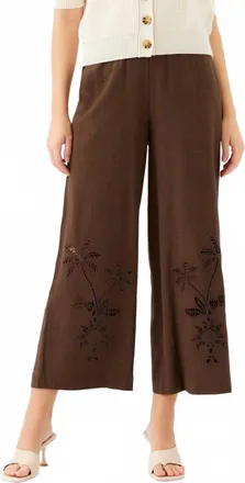 Fifteen Twenty Womens Zora Embroidered Ankle Pants In Brown