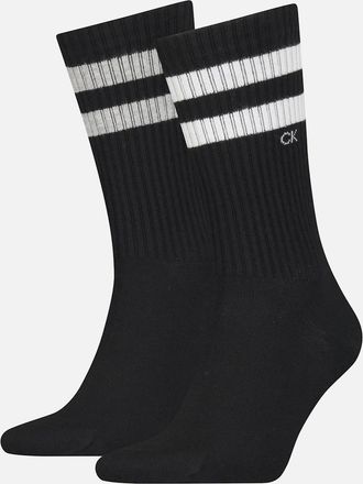 Calvin Klein Mens 2-Pack Stripes Casual Sports Socks, Black - Size: 9/9.5/10/10.5/11/11.5/12