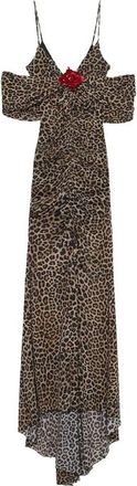 Blumarine Leopard-print Brooch-detail Maxi Dress