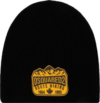 Dsquared2 logo-appliqué wool beanie - men - Wool - One Size - Black