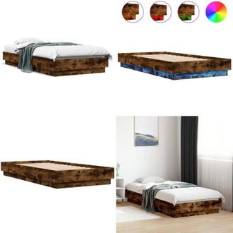 vidaXL Giroletto con LED Rovere Fumo 75x190 cm - Letto con luci RGB - Letto in legno