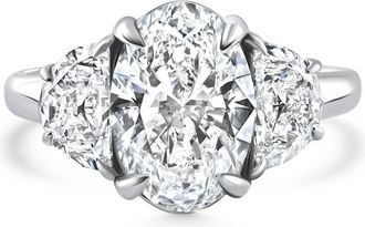 Pompeii3 Certified 4.40Ct Oval & Half Moon Diamond Engagement Ring White Gold Lab Grown